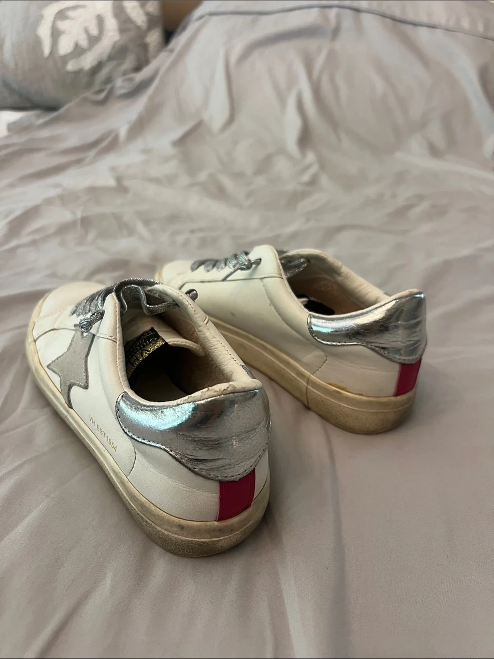 Vintage Havana White Sneakers with Silver Accents